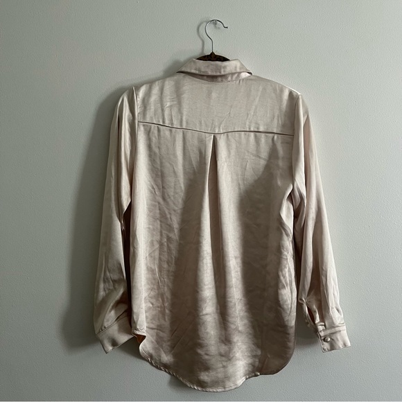 New Princess Polly Vintage vibes satin shirt in Champagne Size 0 - Picture 6 of 9